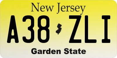 NJ license plate A38ZLI