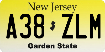 NJ license plate A38ZLM