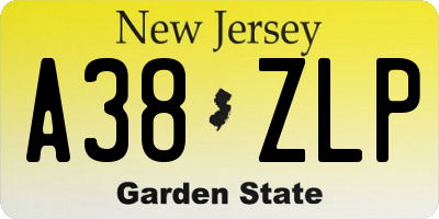 NJ license plate A38ZLP