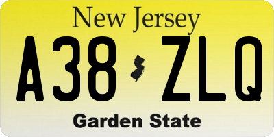 NJ license plate A38ZLQ