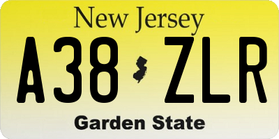 NJ license plate A38ZLR
