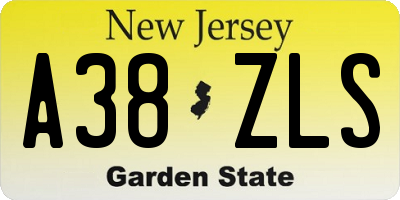 NJ license plate A38ZLS