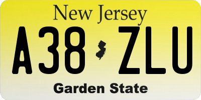 NJ license plate A38ZLU