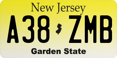 NJ license plate A38ZMB