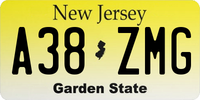 NJ license plate A38ZMG