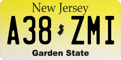 NJ license plate A38ZMI