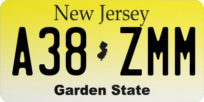 NJ license plate A38ZMM