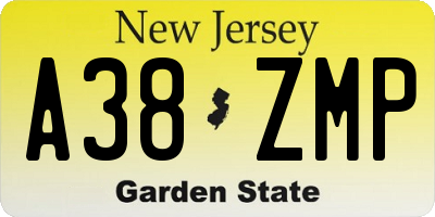 NJ license plate A38ZMP