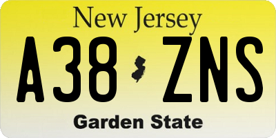 NJ license plate A38ZNS