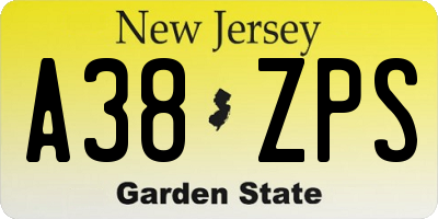 NJ license plate A38ZPS