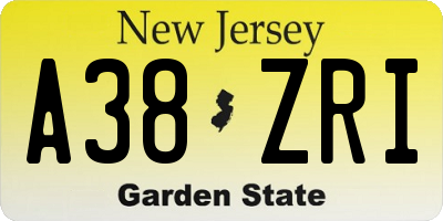 NJ license plate A38ZRI