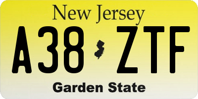 NJ license plate A38ZTF