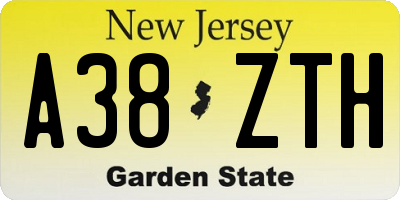 NJ license plate A38ZTH