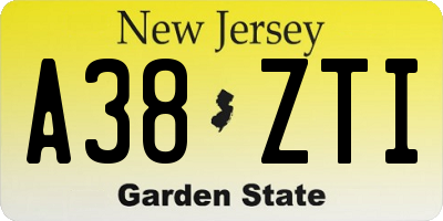 NJ license plate A38ZTI