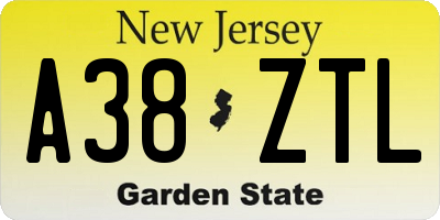 NJ license plate A38ZTL