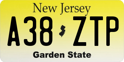 NJ license plate A38ZTP
