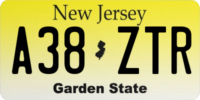NJ license plate A38ZTR