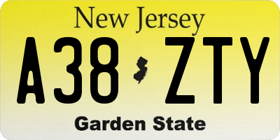 NJ license plate A38ZTY