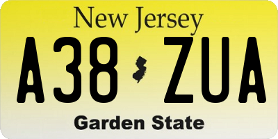 NJ license plate A38ZUA