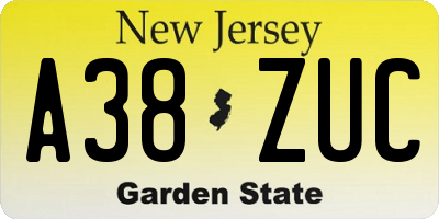 NJ license plate A38ZUC
