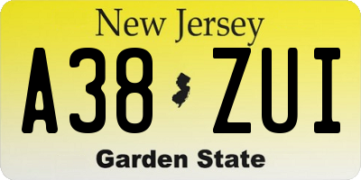 NJ license plate A38ZUI