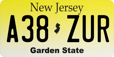 NJ license plate A38ZUR