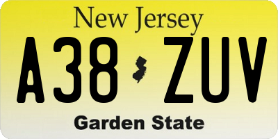 NJ license plate A38ZUV