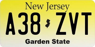 NJ license plate A38ZVT