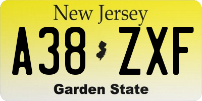 NJ license plate A38ZXF