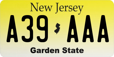 NJ license plate A39AAA