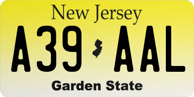 NJ license plate A39AAL