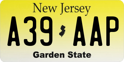 NJ license plate A39AAP