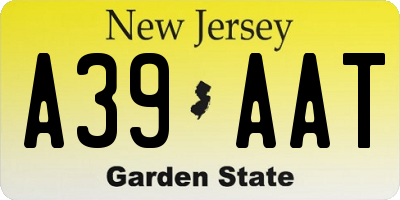 NJ license plate A39AAT