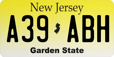 NJ license plate A39ABH