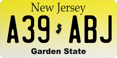 NJ license plate A39ABJ