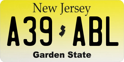NJ license plate A39ABL