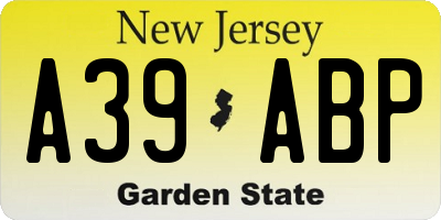 NJ license plate A39ABP
