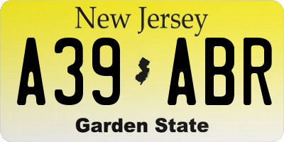 NJ license plate A39ABR
