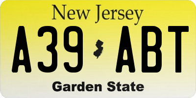 NJ license plate A39ABT