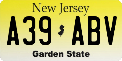 NJ license plate A39ABV