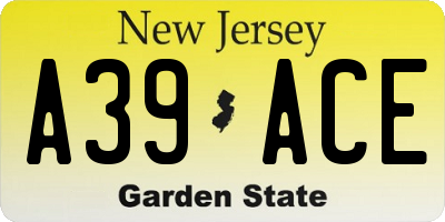 NJ license plate A39ACE