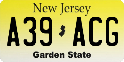 NJ license plate A39ACG