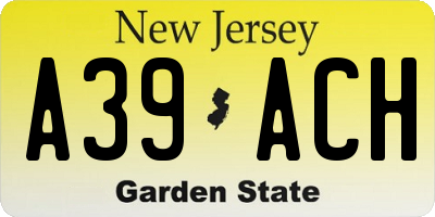 NJ license plate A39ACH
