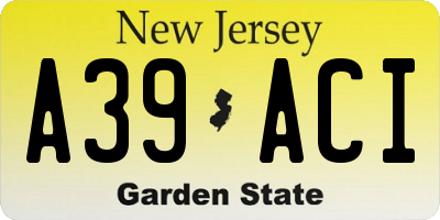 NJ license plate A39ACI