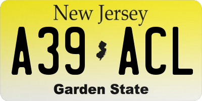 NJ license plate A39ACL