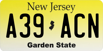 NJ license plate A39ACN
