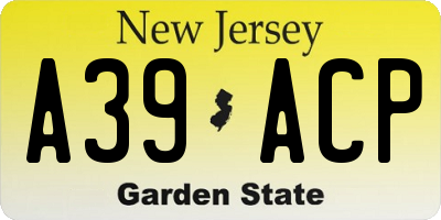 NJ license plate A39ACP