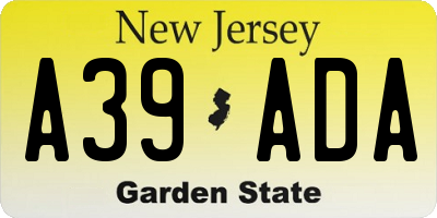 NJ license plate A39ADA