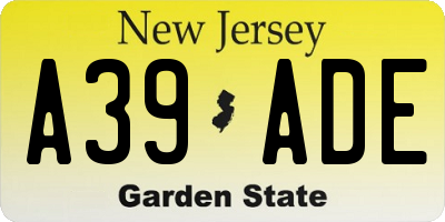 NJ license plate A39ADE