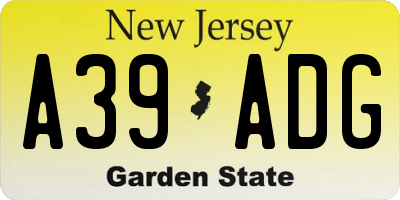 NJ license plate A39ADG
